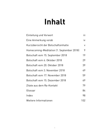 Botschaften 2018 (II) Inhaltsverzeichnis